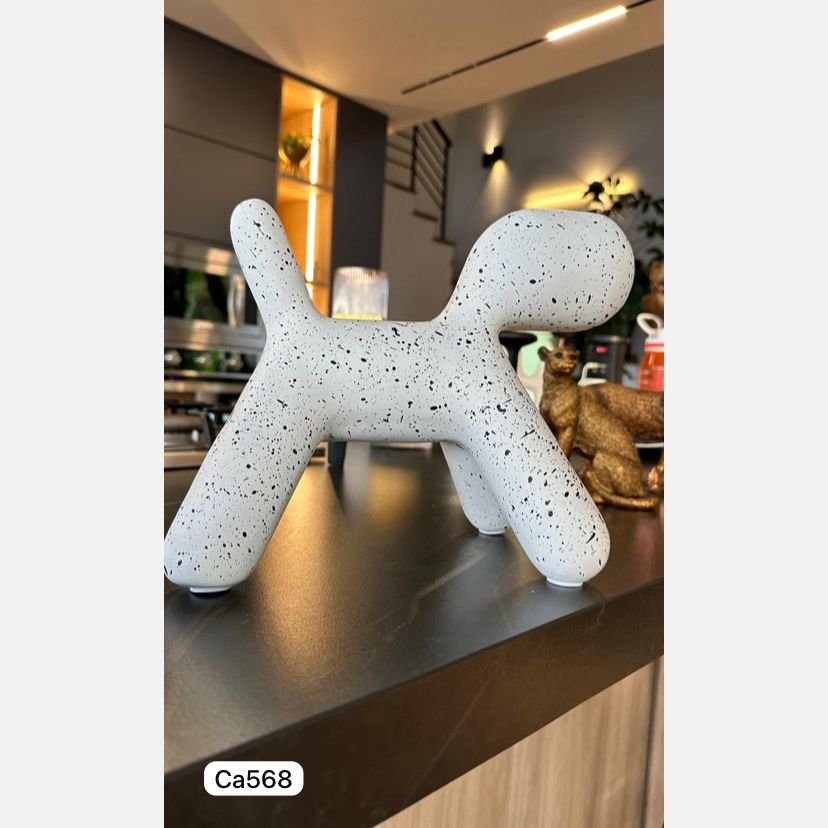 Articulo decorativo perro blanco puntos negro grande 26cm* 15cm* 21.5cm